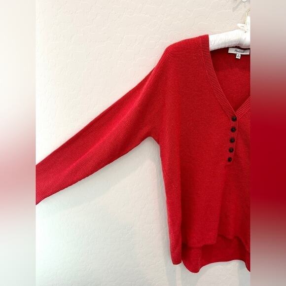 MADEWELL | Red Asherton Alpaca Blend V-Neck Sweater | XS - Picture 4 of 7